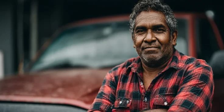 Tradesperson with work vehicle, representing local business advertising